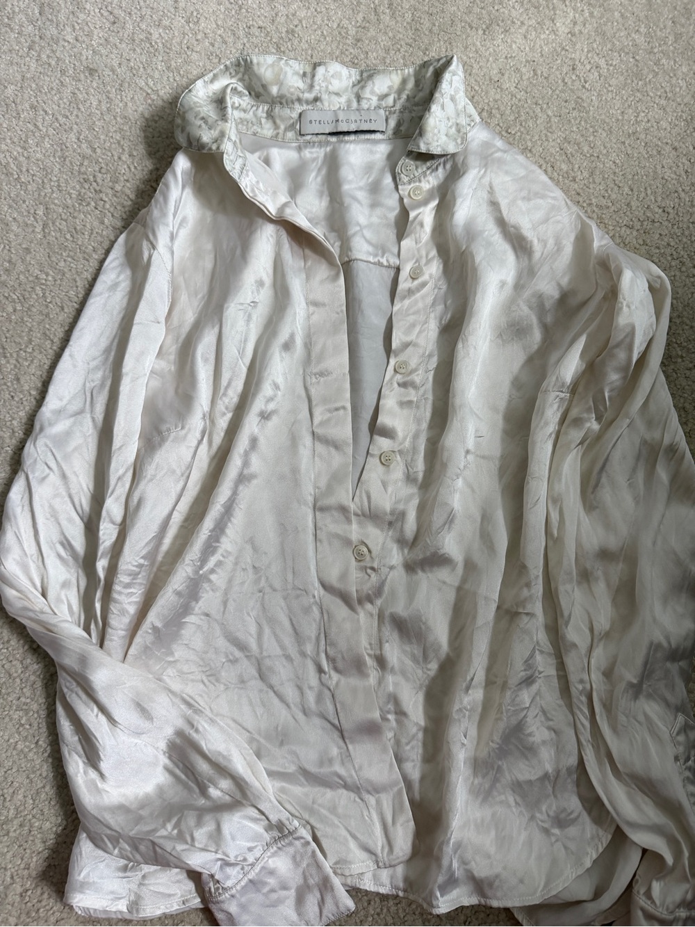 Stella McCartney White Floral Silk Button-Up Shirt